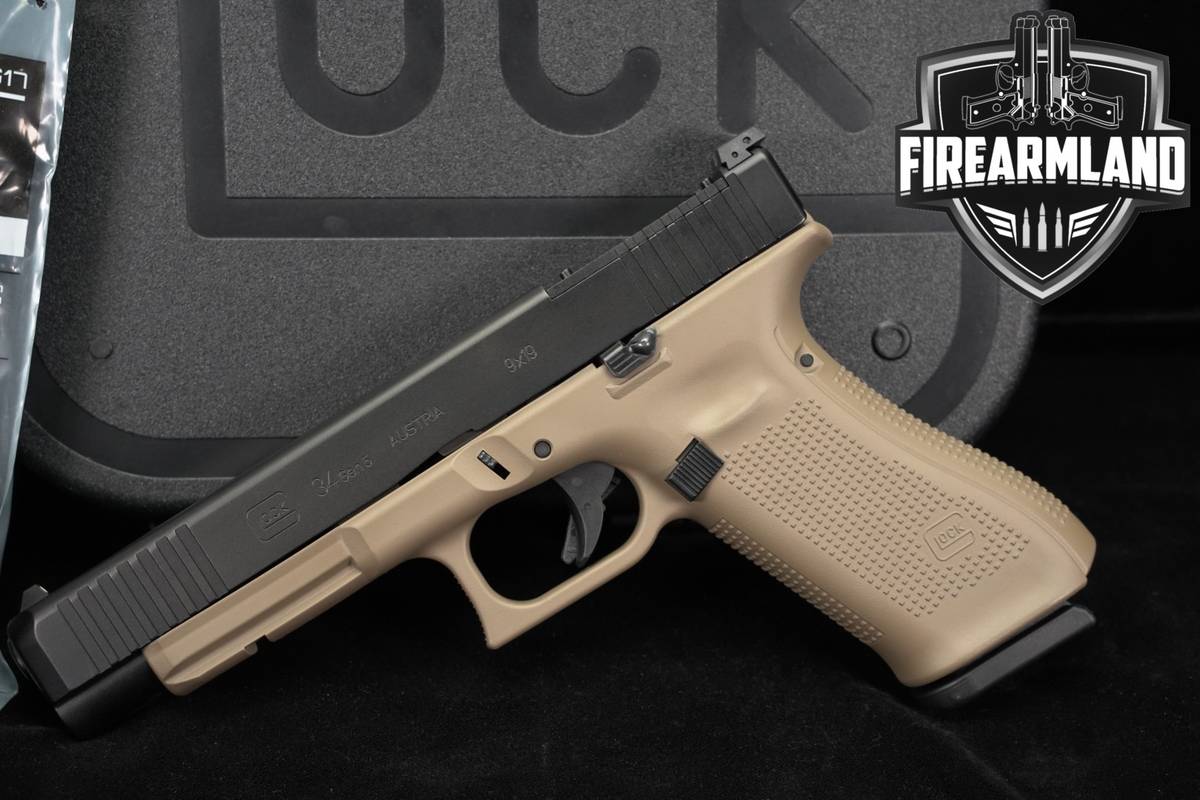 Glock 34 Gen5 MOS 9mm Two-Tone Black & Tan G34 Gen-5 +2 MAGS & ORIG CASE