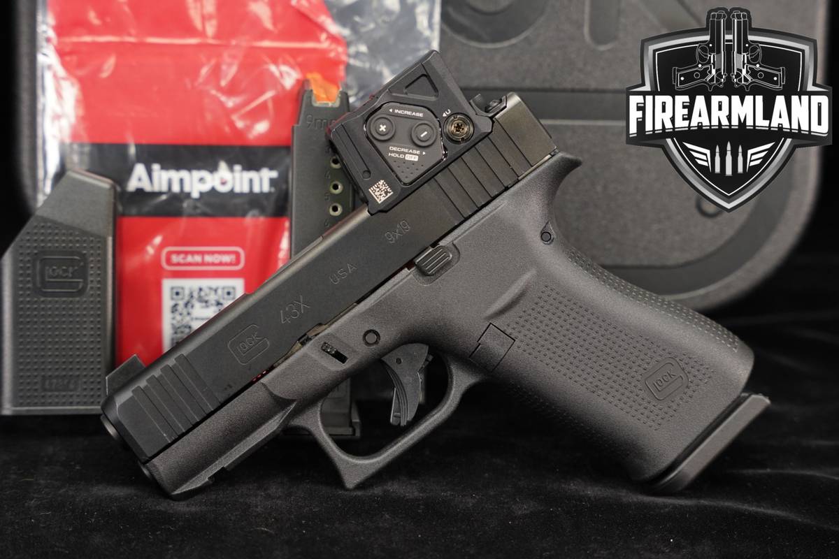 Glock 43X Optics-ReadyG43X 9mm 3.41 +2 MAGS, AIMPOINT OPTIC