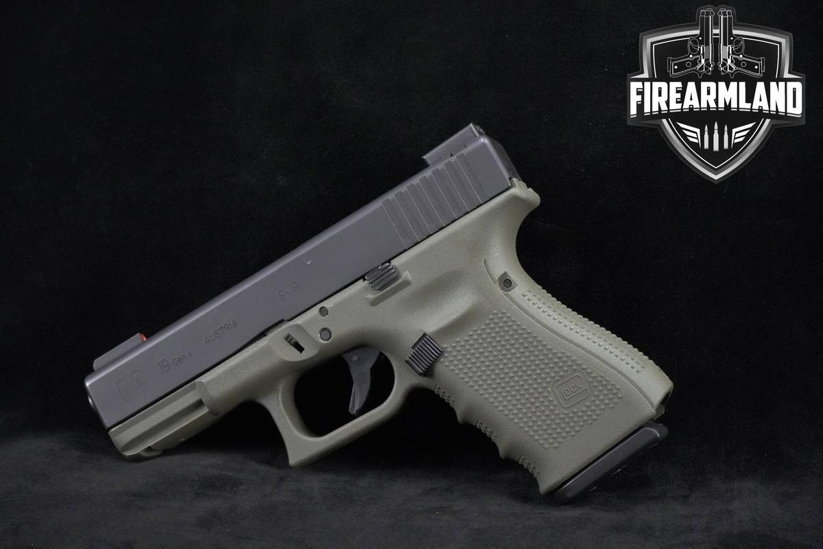 Glock 19 Gen 4 9mm 4" Black/OD Green Glock G19 Gen4 G-19 Gen-4 +ORIG BOX