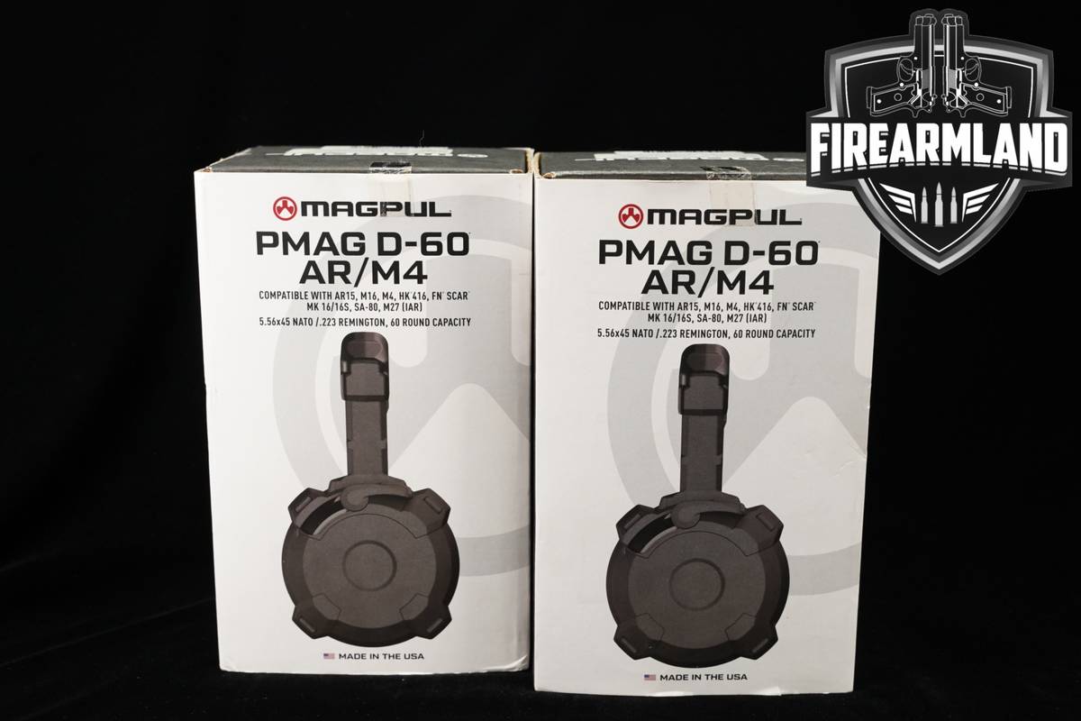 Magpul TWO (2) PMAG D-60 AR/M4 Round Drum Magazine 5.56 NATO D60 +ORIG BOX
