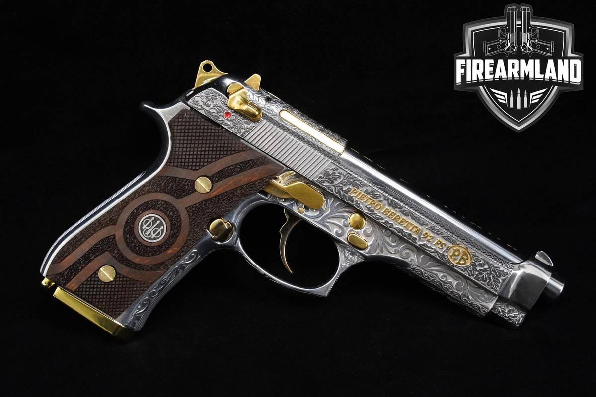 ENGRAVED AGW 24K GOLD Beretta 92 Full Size 9mm 4.9" BBL Beretta-92FS 92-FS