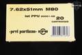 PPU PRVI Partizan 7.62x51 Ammunition 7.62mm NATO (7.62x51) in New - Old Stock Condition Image 3