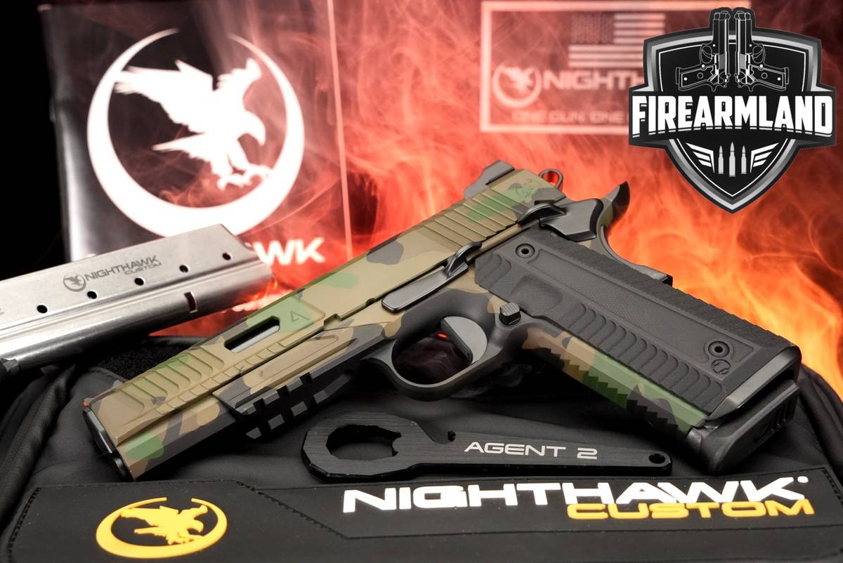 NIGHTHAWK CUSTOM Agent 2 Government 9mm 1911 Woodland Camo +TWO MAGS