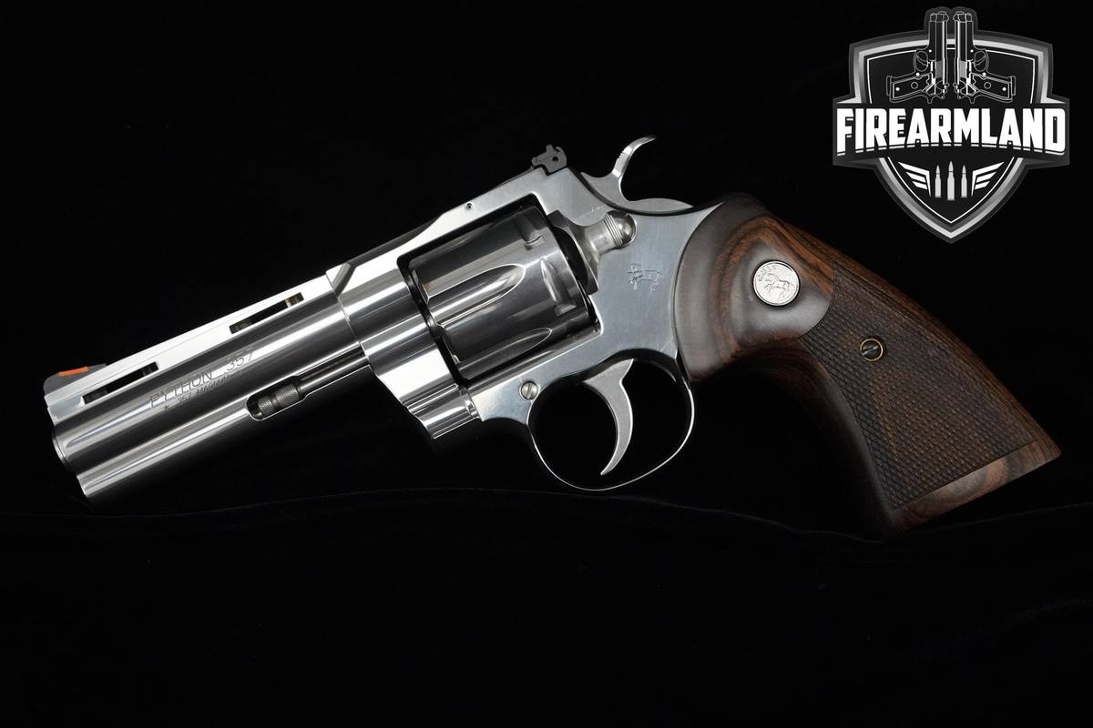 Colt Python 357 Magnum 4.25" Polished Stainless Colt-Python VENT RIB DA/SA