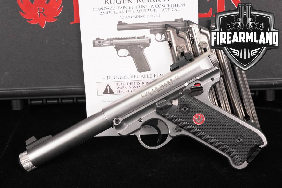 Ruger Mark IV Target 22LR MkIV Mk 4 Mk4 THREADED +FOUR MAGS & ORIG CASE