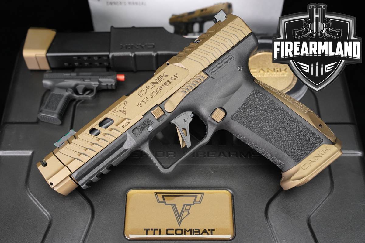 Canik TTI Combat 9mm 4.75" Two-Tone Bronze +2 MAGS, ORIG CASE & HOLSTER