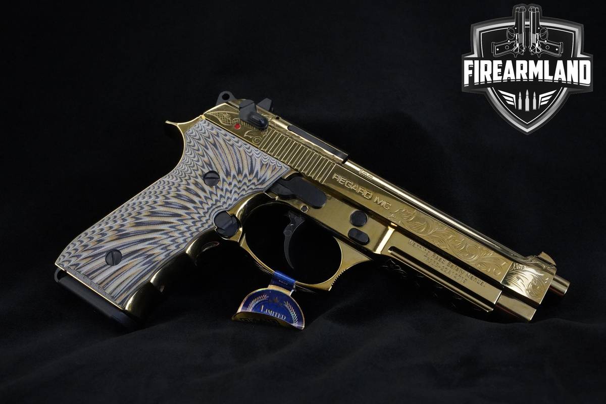LIKE-NEW Girsan Regard MC DLX Gold 9mm 5" Girsan-Regard MC Deluxe ENGRAVED