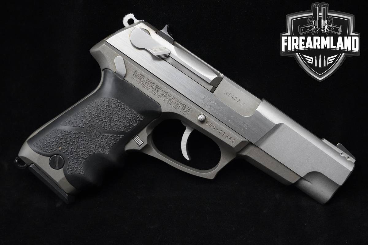 1992 Ruger P-90 45 ACP Silver DA/SA Ruger P90 P-90 +2 MAGS & ORIG CASE