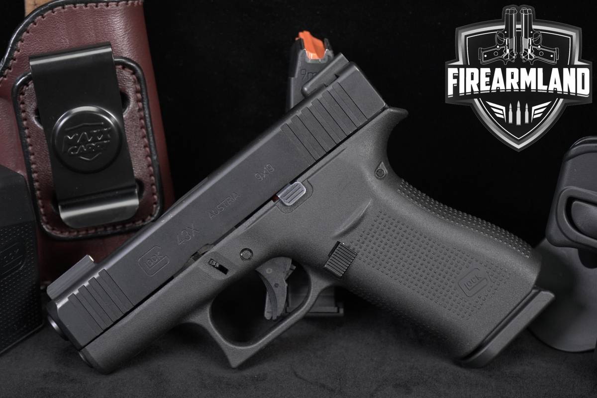 Glock 43X Slimline G43X 9mm 3.41 G43 X TRITIUM SIGHTS +2 Mags & Holster