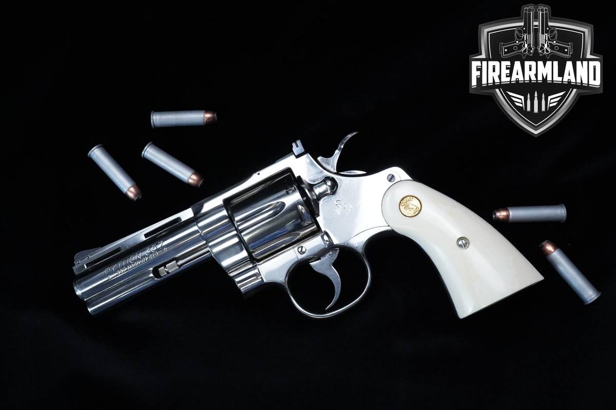 1977 Nickel Plated Colt Python Bone Grips 4" Colt Faux(?) Ivory DA/SA 357