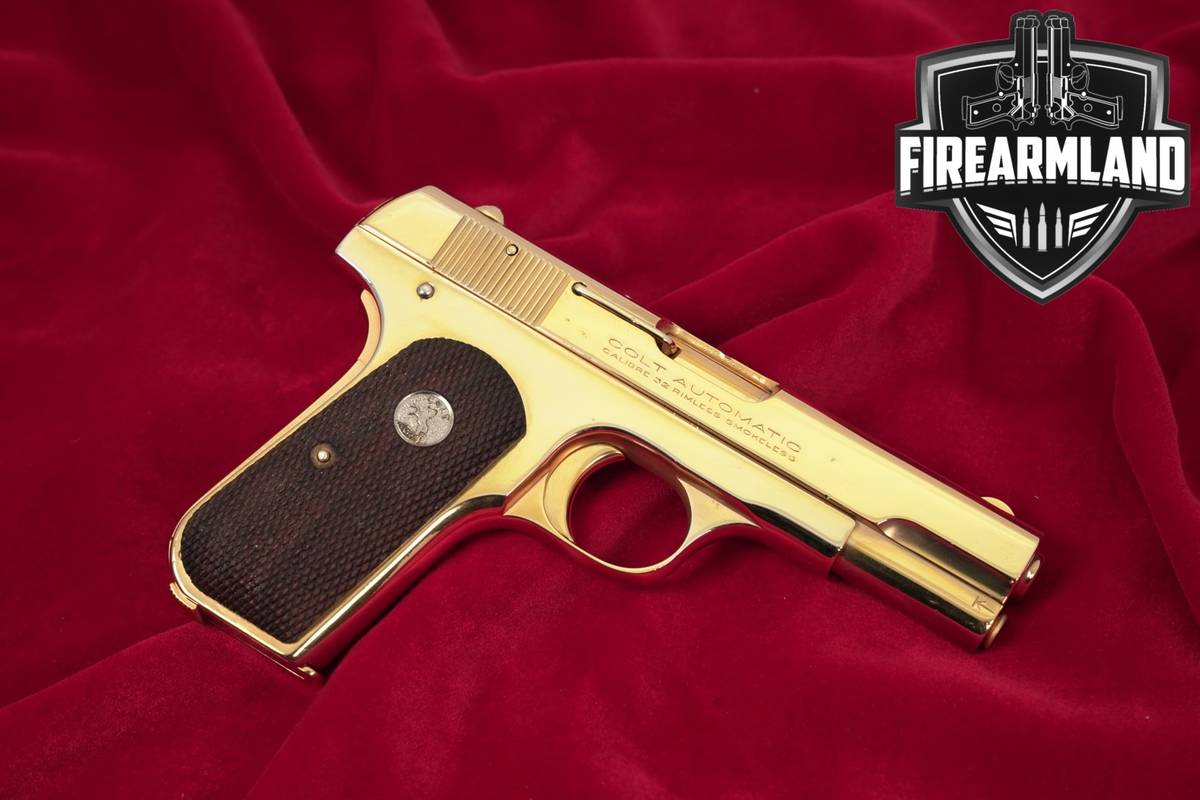 1934 Colt Model 1903 Pocket Hammerless Type IV 32 ACP 3.7" Gold-Tone Plated