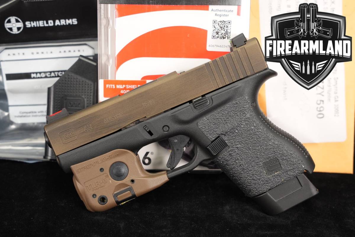 Glock 43 G43 Jaeger Works 9mm Optics-Ready Bronze +ORIG CASE, TLR-6 LIGHT