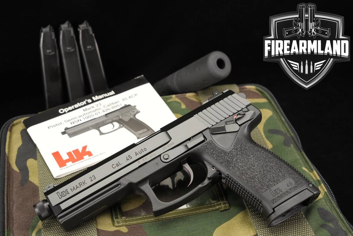 1997 Heckler & Koch Mark 23 H&K 45 ACP 5.87" MK +4 MAGS, FAUX SUPPRESSOR