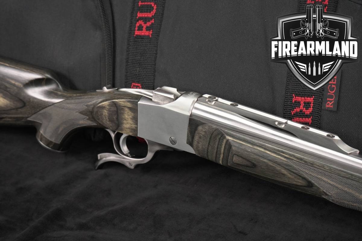 Ruger No 1 450 Bushmaster Satin Stainless & Grey/Black Laminate THREADED