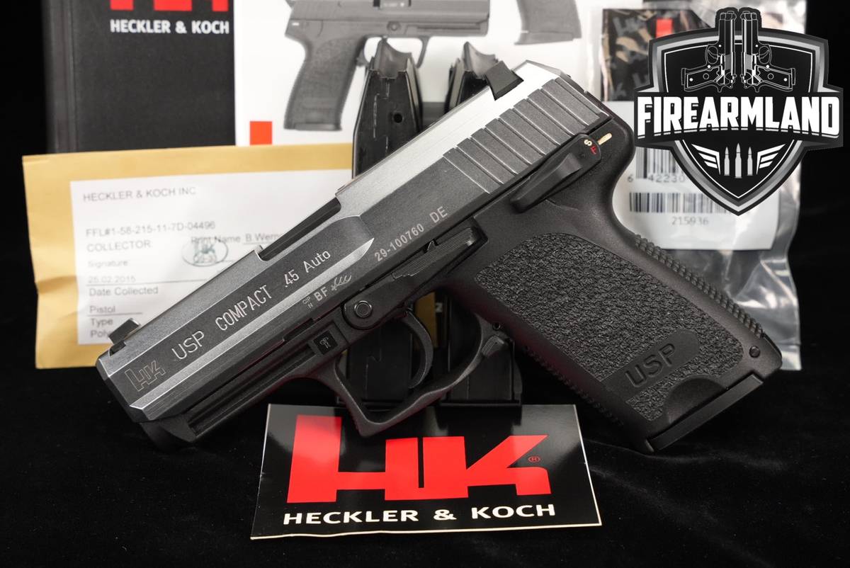 Heckler & Koch USP Compact Stainless H&K 45 ACP Two‑Tone +3 MAGS, ORIG CASE