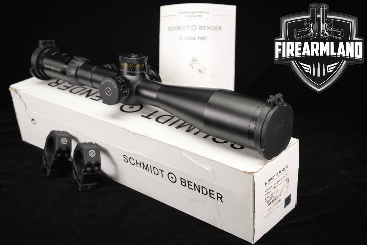 Schmidt & Bender 5-25x56 PM II MRAD FFP H2CMR Reticle Red Illumination