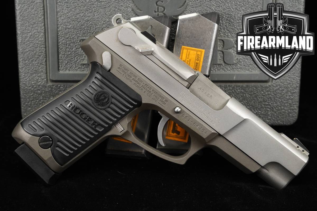 1997 Ruger P90 45 ACP Two-Tone Stainless & Gray P-90 +3 MAGS & ORIG CASE