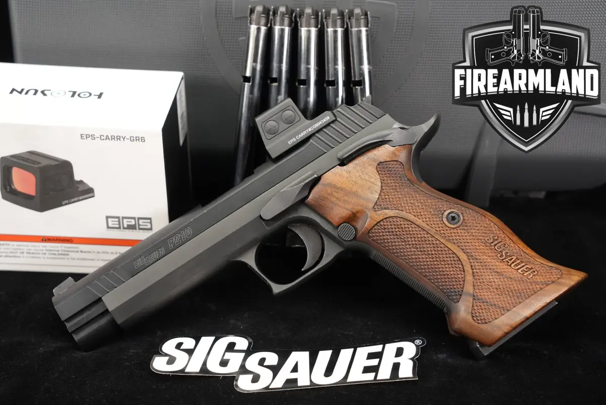 Sig Sauer P210 Target 9mm 5" P 210 +6 MAGS, ORIG CASE, HOLOSUN OPTICS