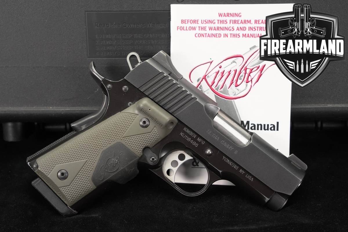 Kimber Ultra Carry II LG Crimson Trace Grips 45 ACP 1911 BULL +ORIG CASE