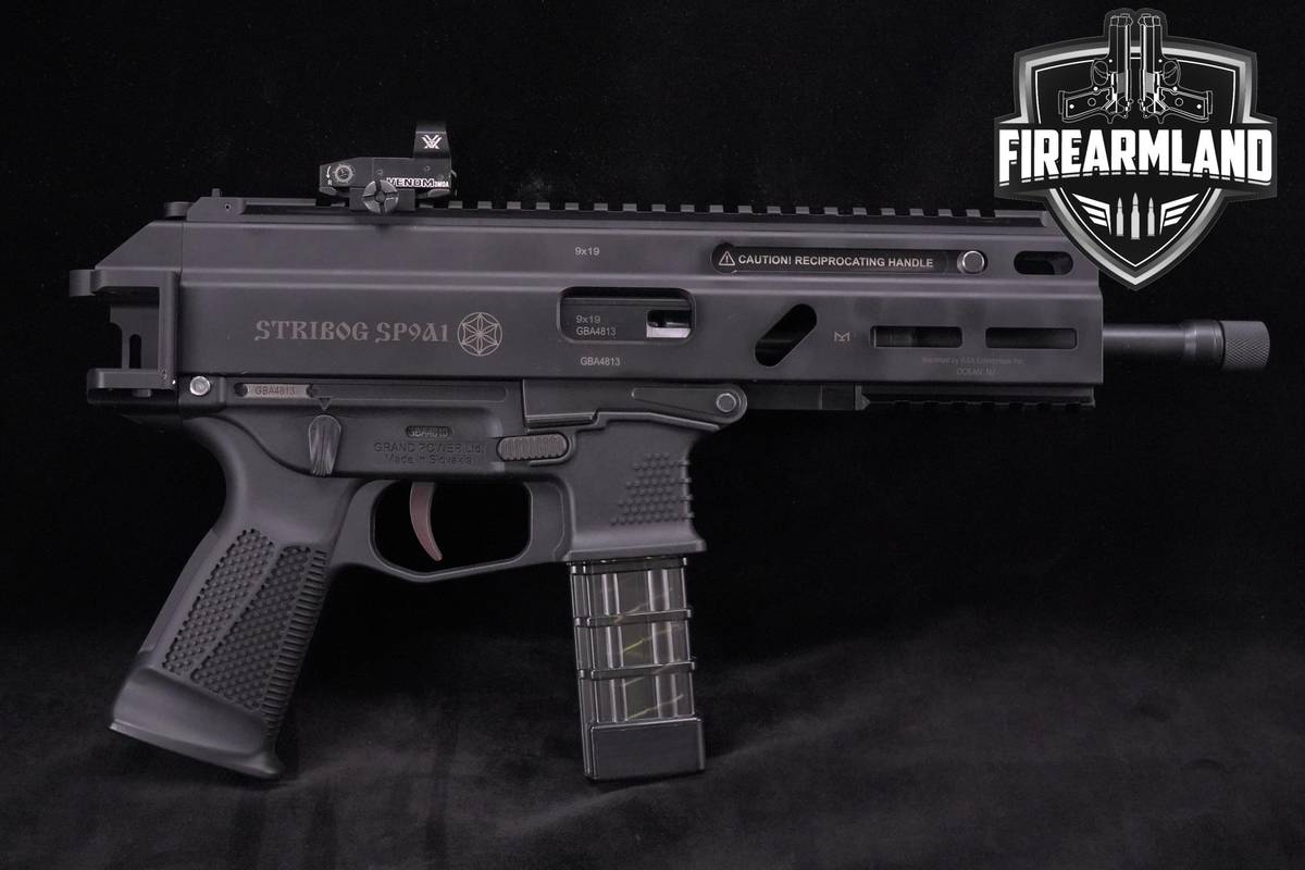 Grand Power Stribog SP9A1 9mm 8.0" SP9-A1 +4 MAGS, ORIG CASE & OPTIC