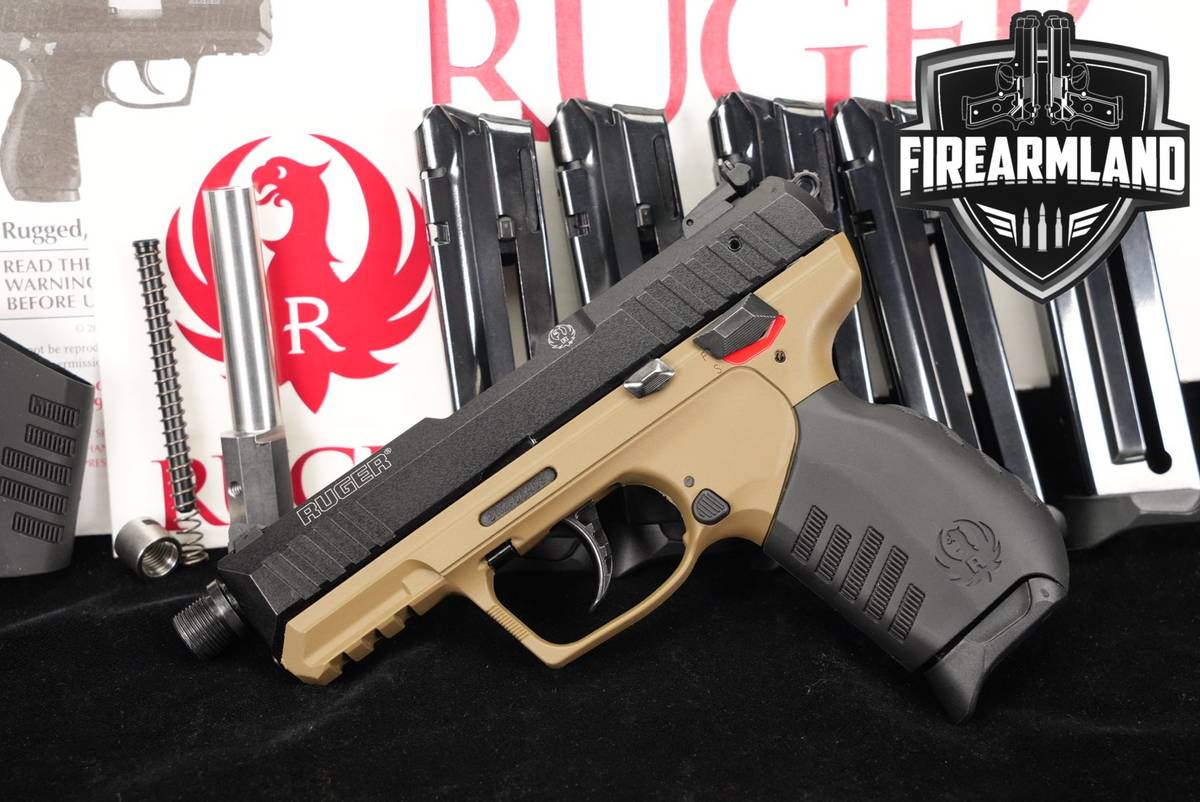 Ruger SR22 22LR 4" Two-Tone FDE SR 22 THREADED +6 MAGS & ORIG BOX