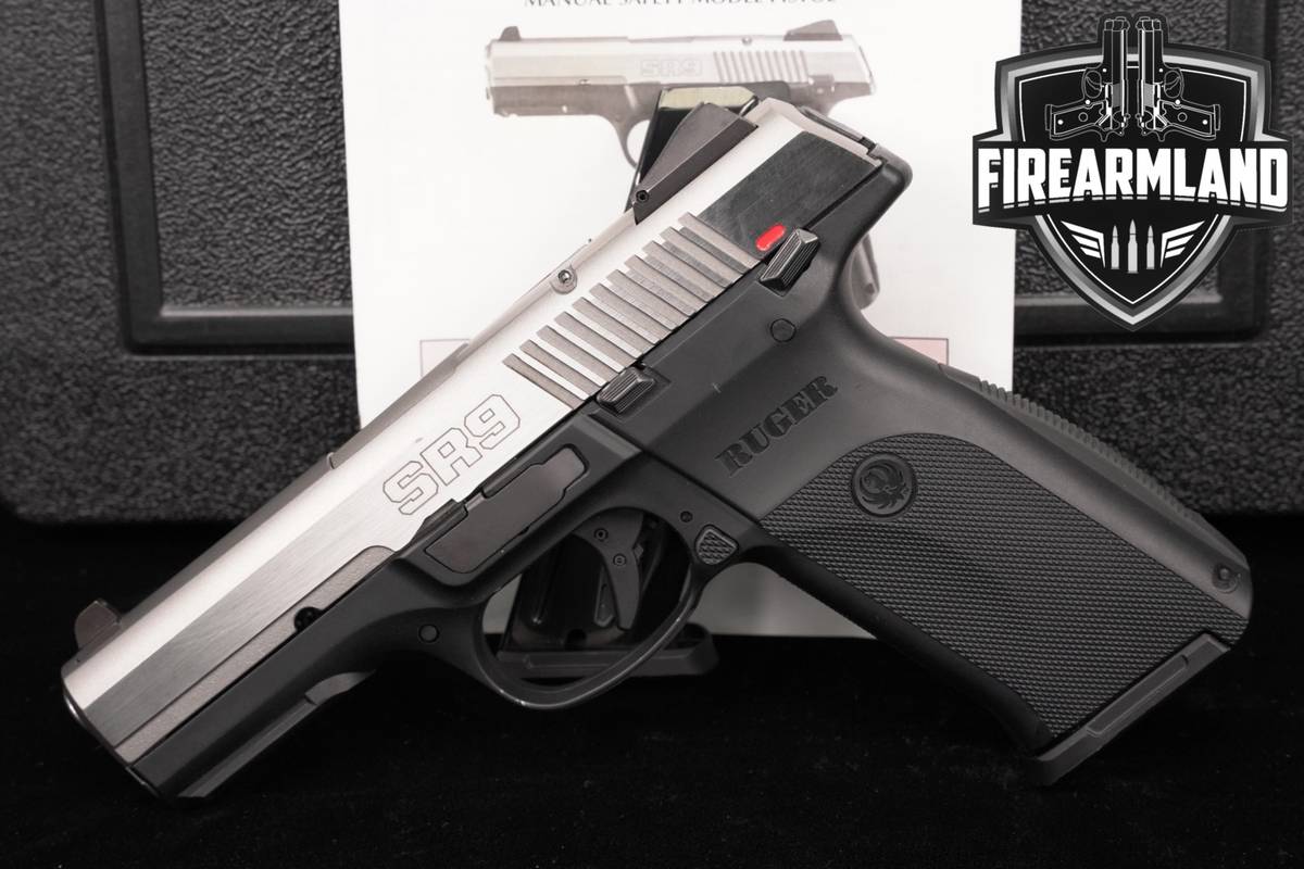 Ruger SR9 9mm 4.14" Two-Tone Brushed Stainless SR 9 +2 MAGS & ORIG CASE