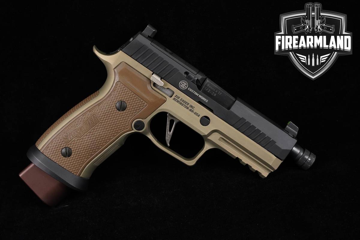Sig Sauer P320 AXG Combat, Custom Works 9mm 4.75 Two-Tone Black & FDE 3MAGS