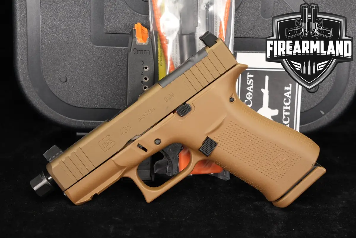 Glock 43X MOS G43X Slimline DEBO Shark Coast Customs 9mm THREADED +2 MAGS