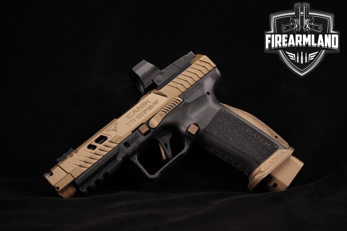 Canik TTI Combat 9mm 4.6" FDE +2 MAGS, ORIG CASE, OPTIC & HOLSTER