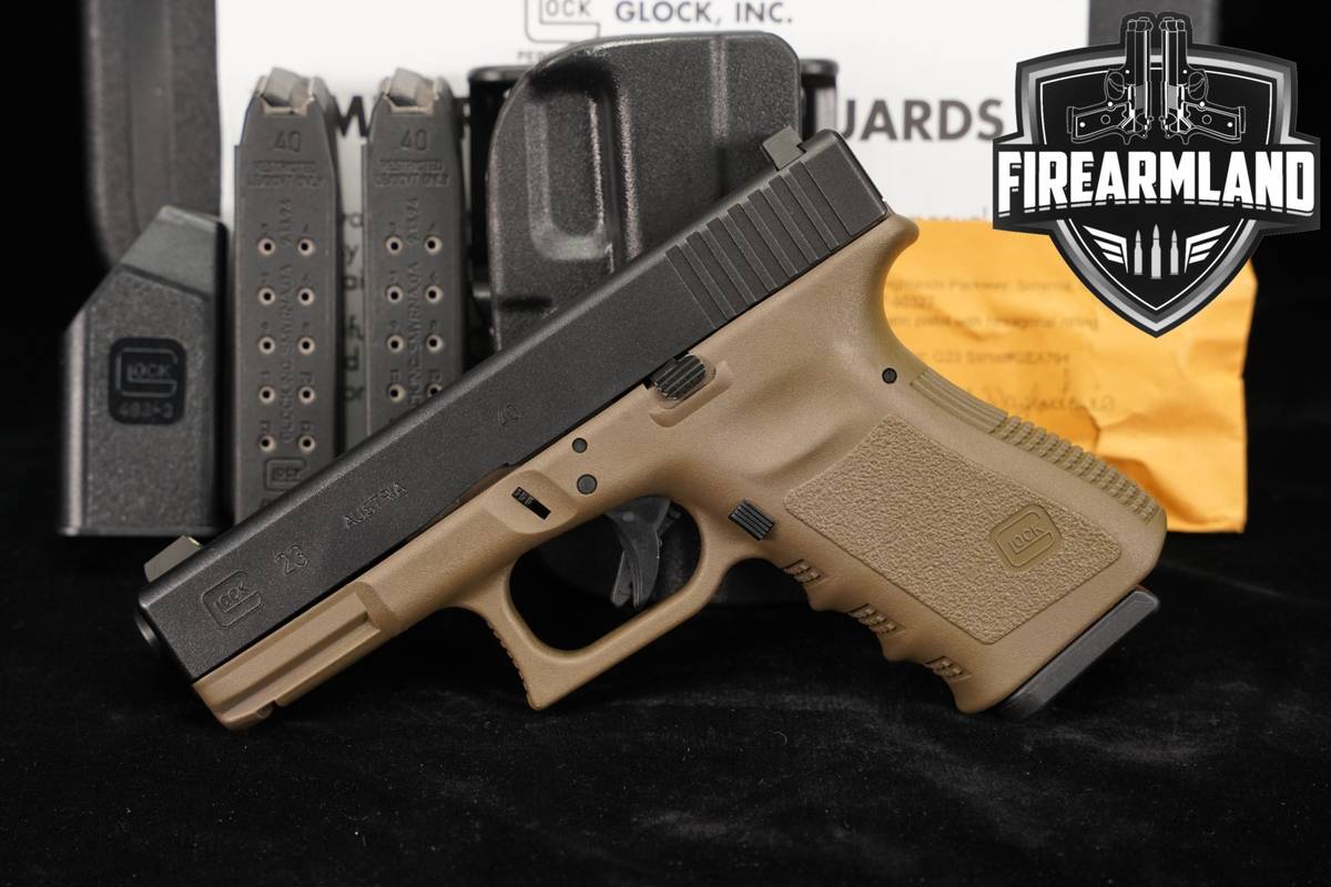 Glock 23 Gen3 G23 Gen 3 40 S&W 4.02 FDE +THREE MAGS, ORIG CASE & HOLSTER