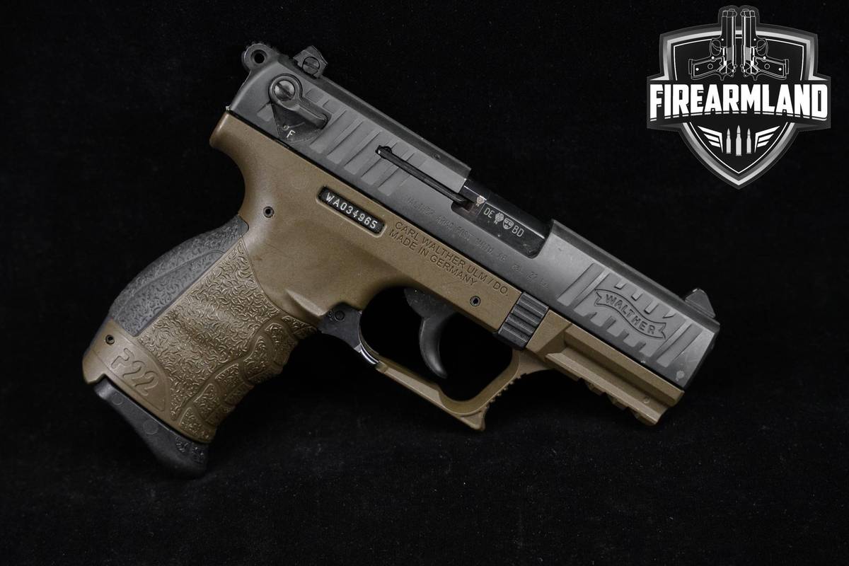 Walther P22 Q Military 22LR 3.42" Two-Tone Black & OD Green +ORIG CASE