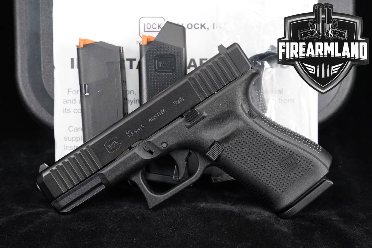 Glock 19 Gen5 Front Serrations 9mm 4.02" GMB G G19 Gen 5 +3 MAGS, ORIG CASE