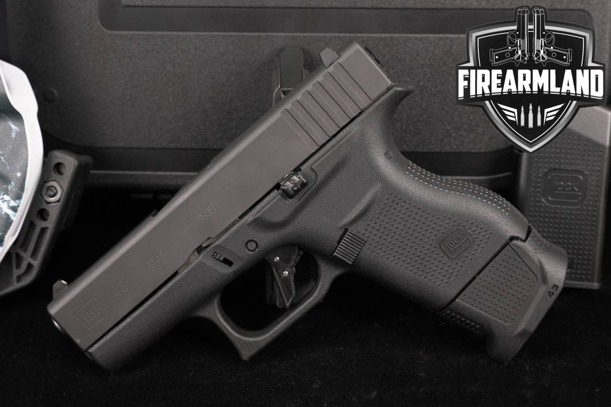 Glock 43 G43 Slimline 9mm 3.43" +2 MAGS, ORIG CASE & HOLSTER