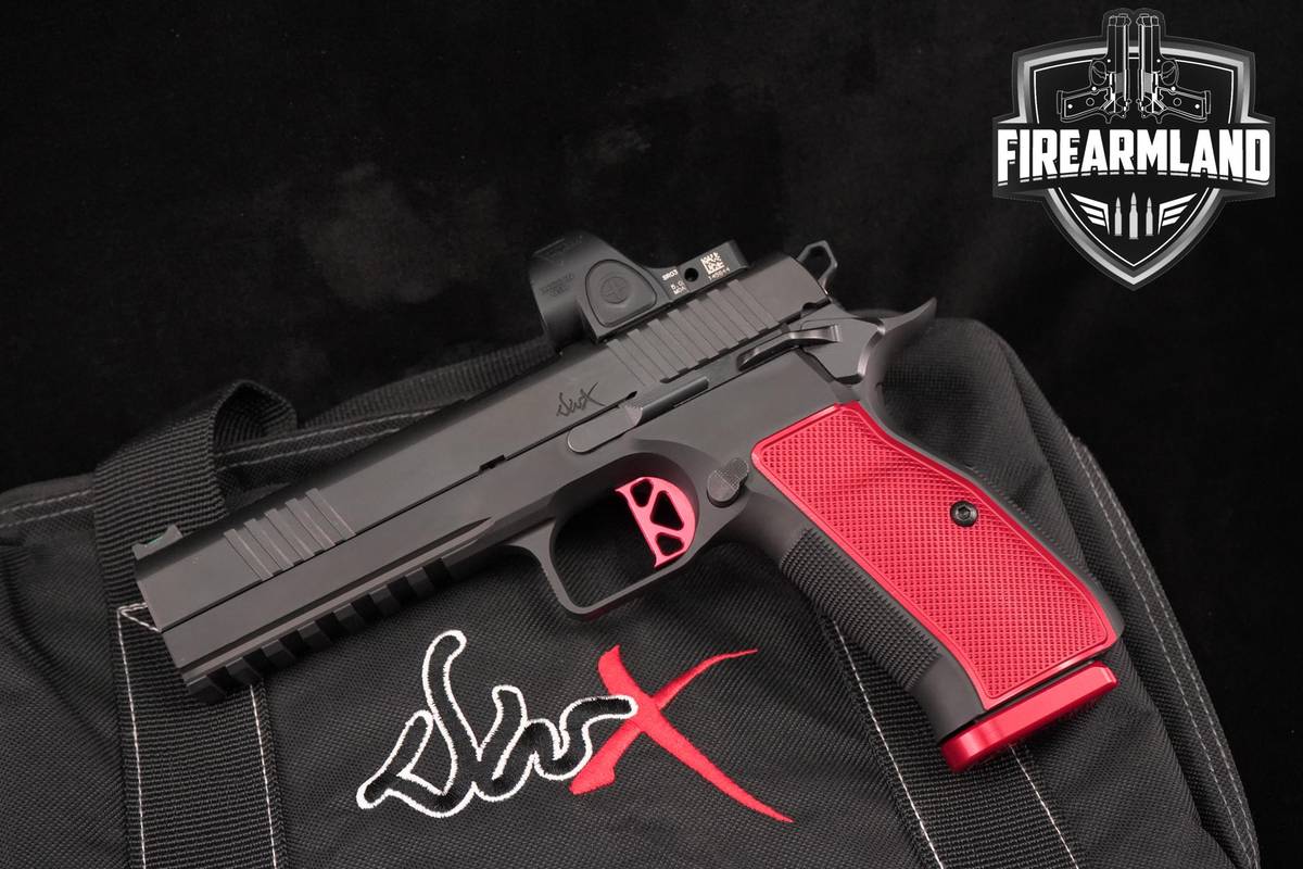 Dan Wesson DWX 9mm 1911 4.95" DLC +TRIJICON SRO, 2 MAGS, CASE & HOLSTER