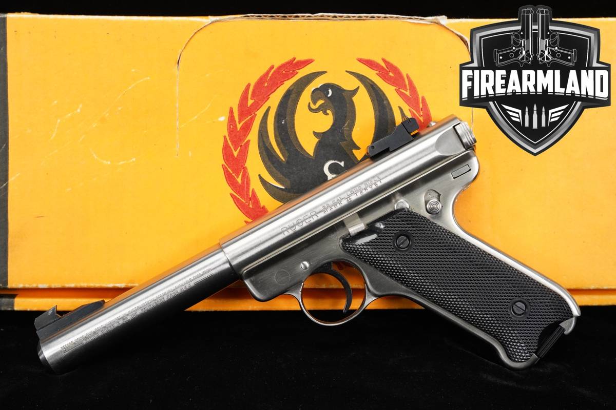 1985 Ruger Mark II Target 22LR 5.5" Satin Stainless MK2 MK 2 +ORIG BOX