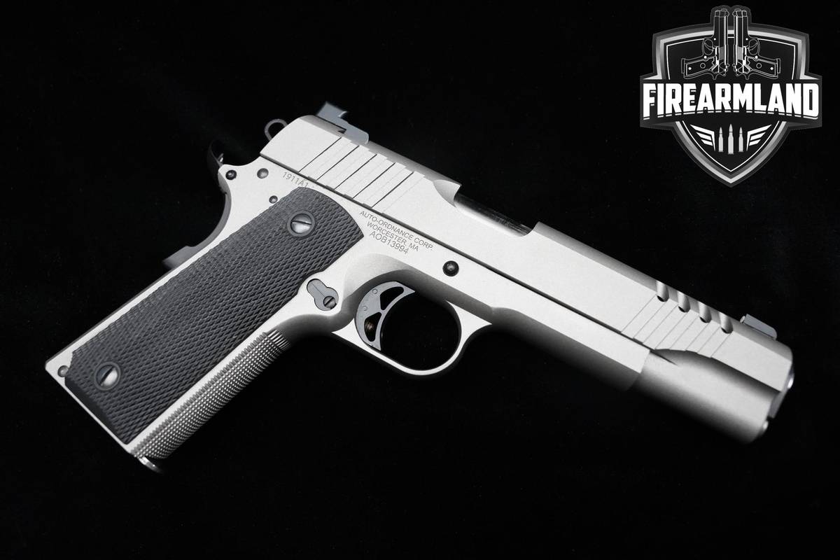 Auto Ordnance 1911A1 45 ACP 5" Savage Silver Cerakote 1911-A1 +ORIG BOX