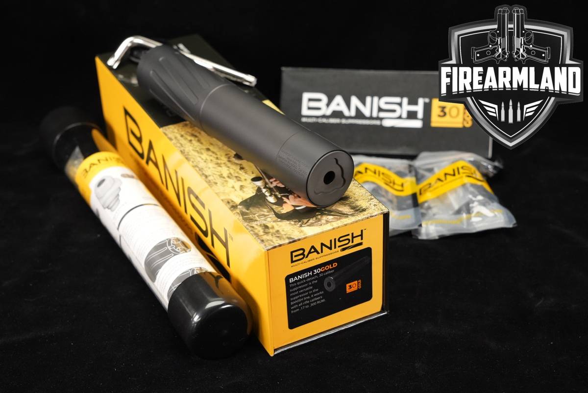 Banish Suppressors 30 Gold .300 Cal Suppressor Banish30 Silencer +ORIG BOX