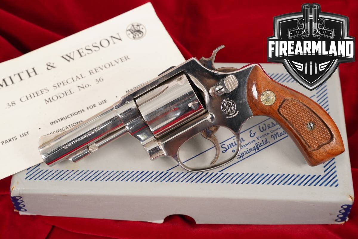 1976-1977 Smith & Wesson S&W Model 36-1 38 Special Bright Nickel +ORIG BOX