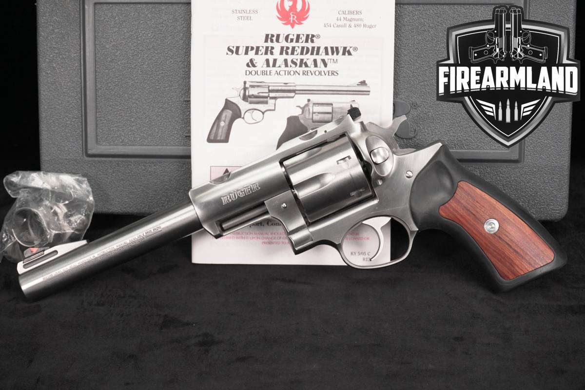 2006 Ruger Super Redhawk 44 Rem Mag 7.5" Brushed Stainless +ORIG CASE
