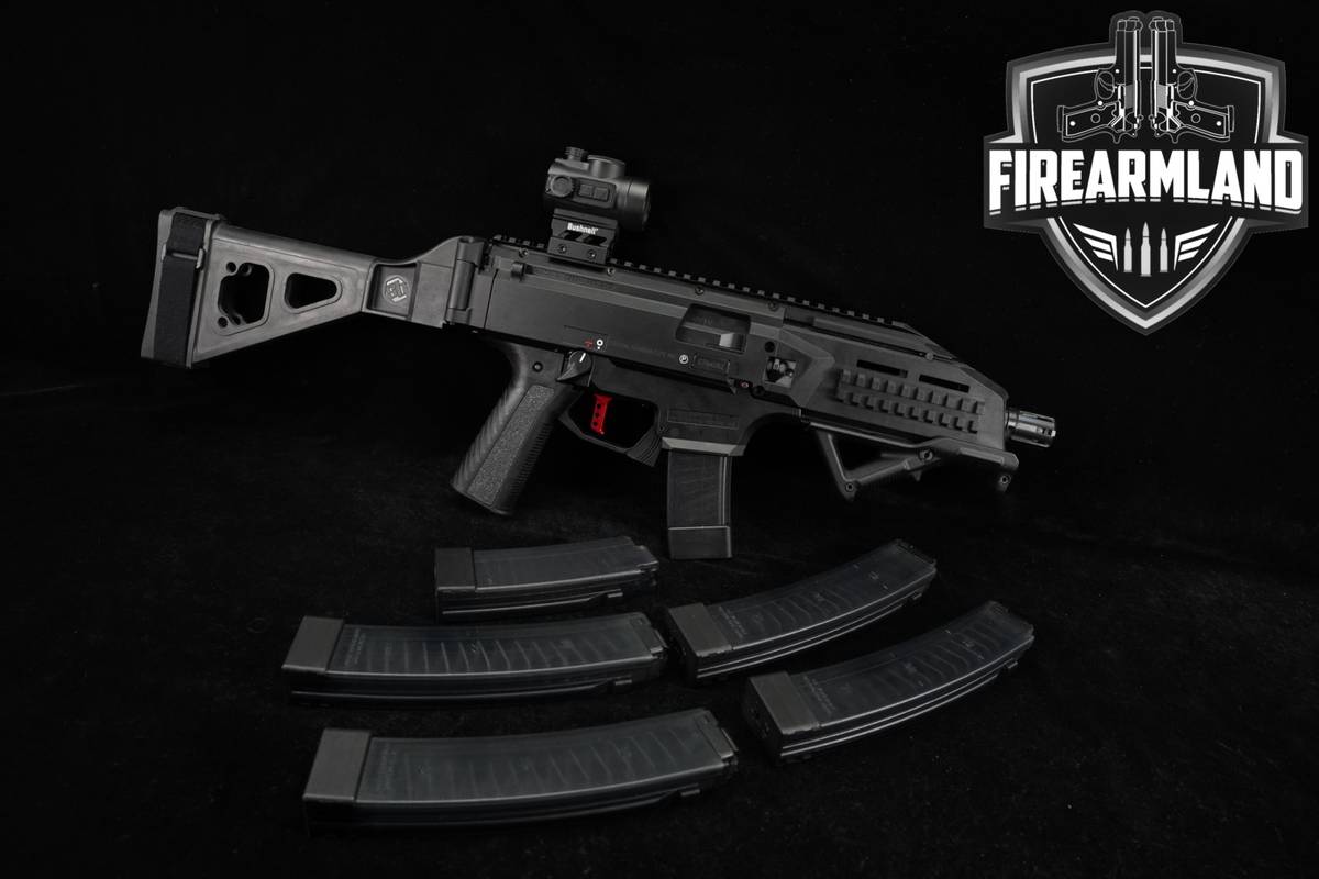 CZ Scorpion EVO 3 S1 9mm 7.72" THREADED +6 MAGS, ORIG CASE, TRS-26 RED DOT