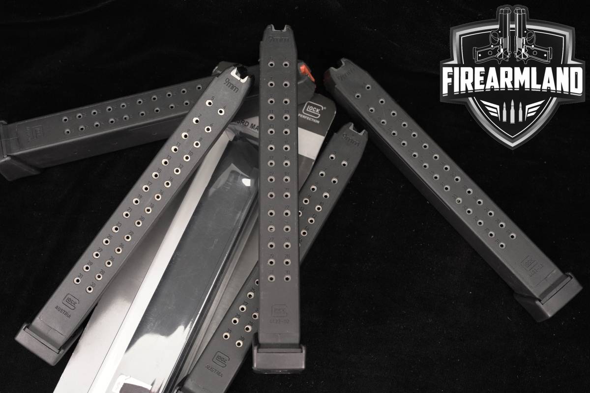SIX (6) Glock 17 33-Round Extended Magazines 9mm Luger Mags