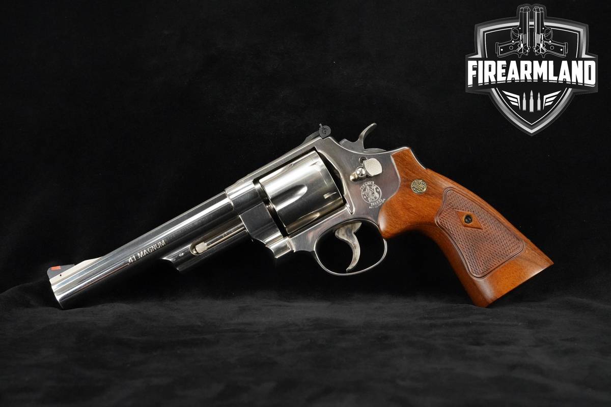 Smith & Wesson Model 57-6 41-Magnum 6" Nickel S&W 57-6 +ORIG CASE