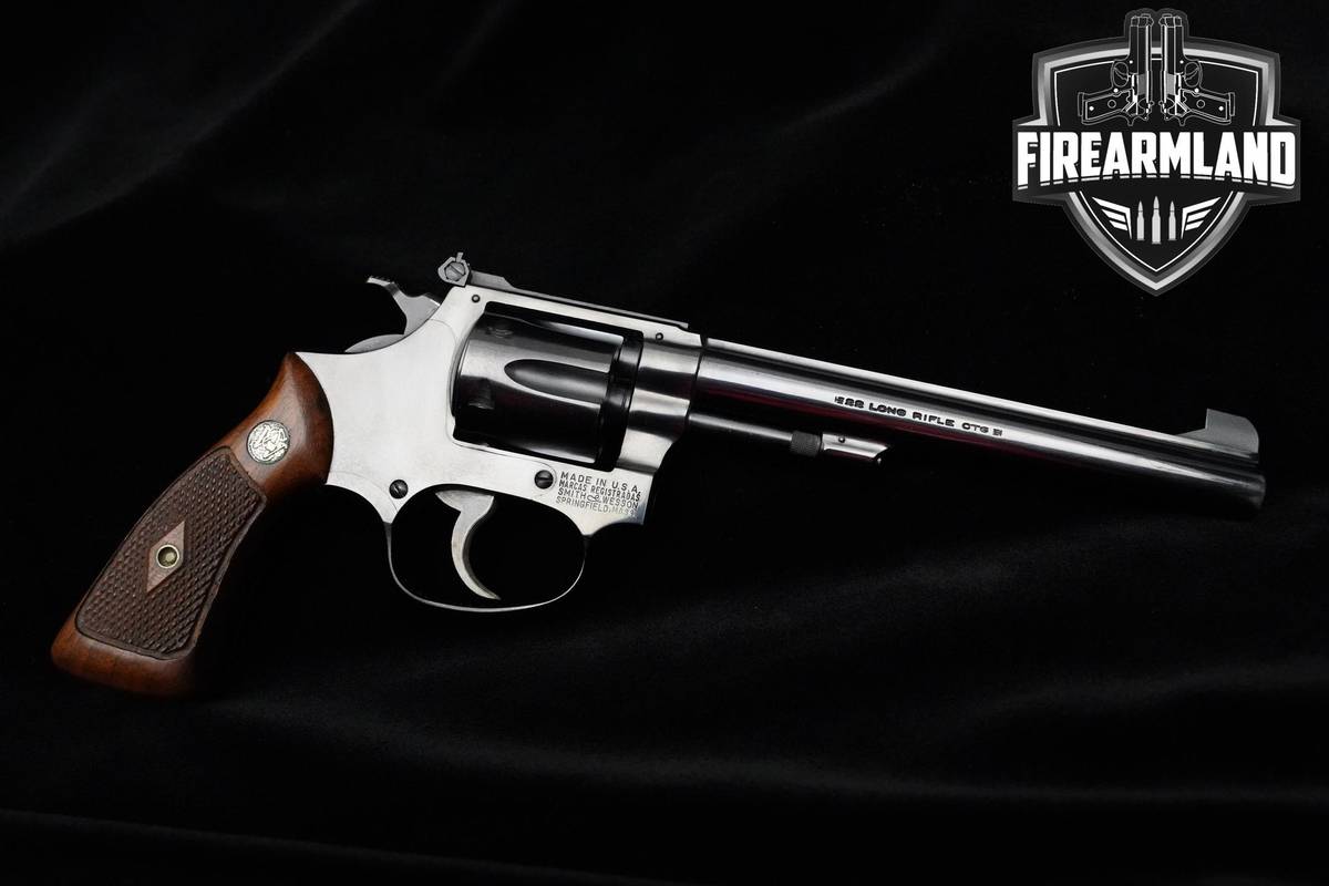 1959 Smith & Wesson (S&W) 35-1 Target 22LR 6" Blued Revolver Target