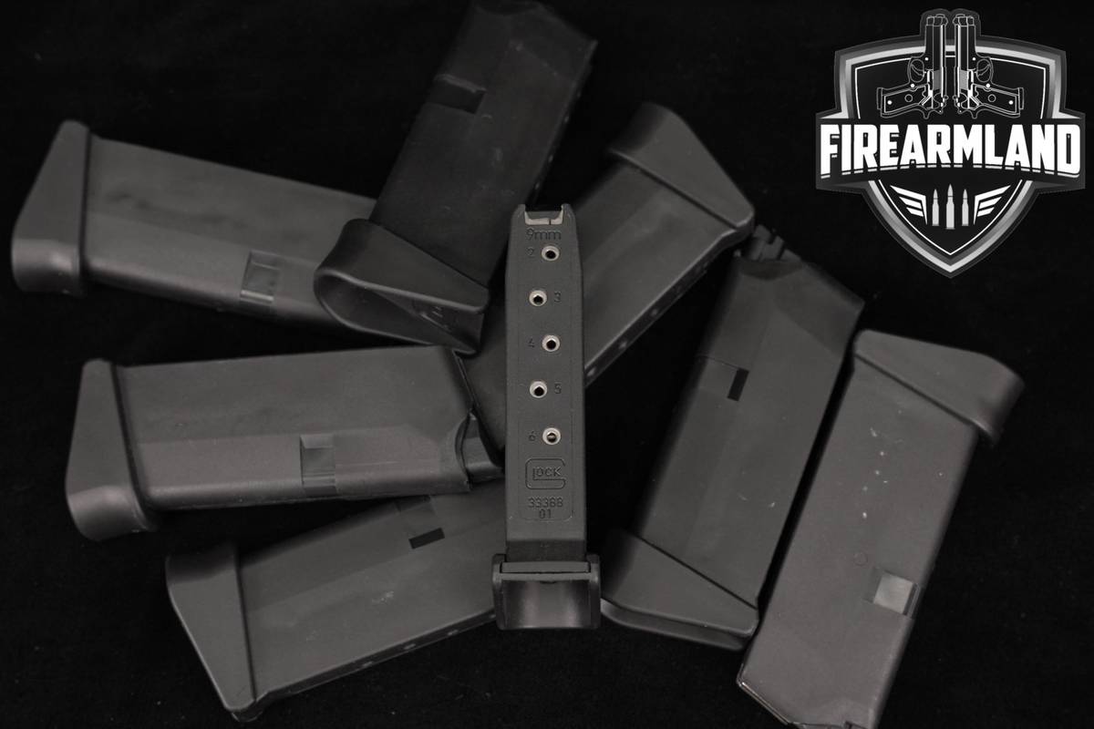 EIGHT (8) Glock 43 6-Round Magazines W/ Pinky Extension 9mm Luger G43 Mags