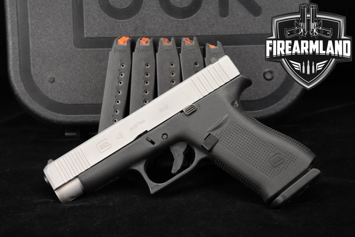 Glock 48 G48 9mm 3.41 Two-Tone Black & Silver +6 MAGS & ORIG CASE