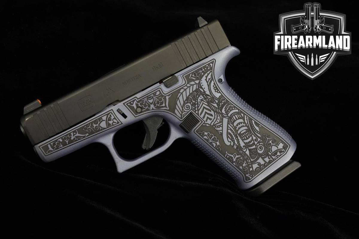 Glock 43X Slimline Custom Crushed Orchid Elephant Engraved 9mm Glock G43-X