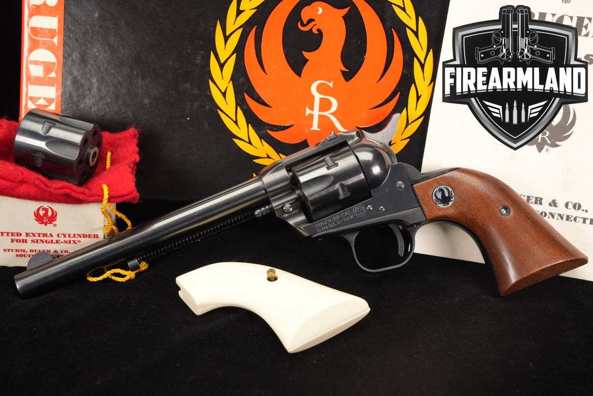 1968 Ruger Single-Six Old Model 3-Screw 22 Rimfire 6.5" +ORIG BOX, GRIP SET