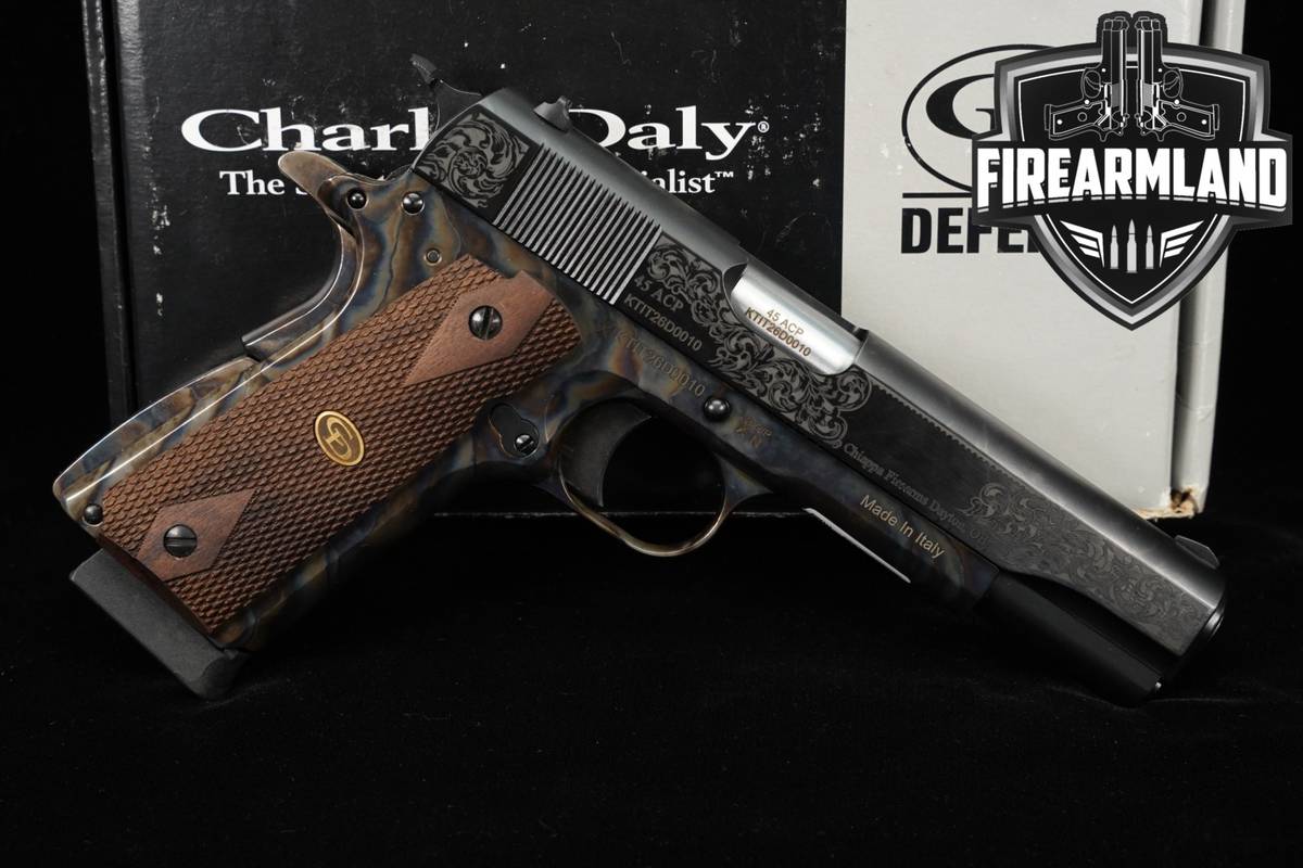 DESIRED Charles Daly 1911 Field Engraved 45 ACP 5" Blued & Case Colored