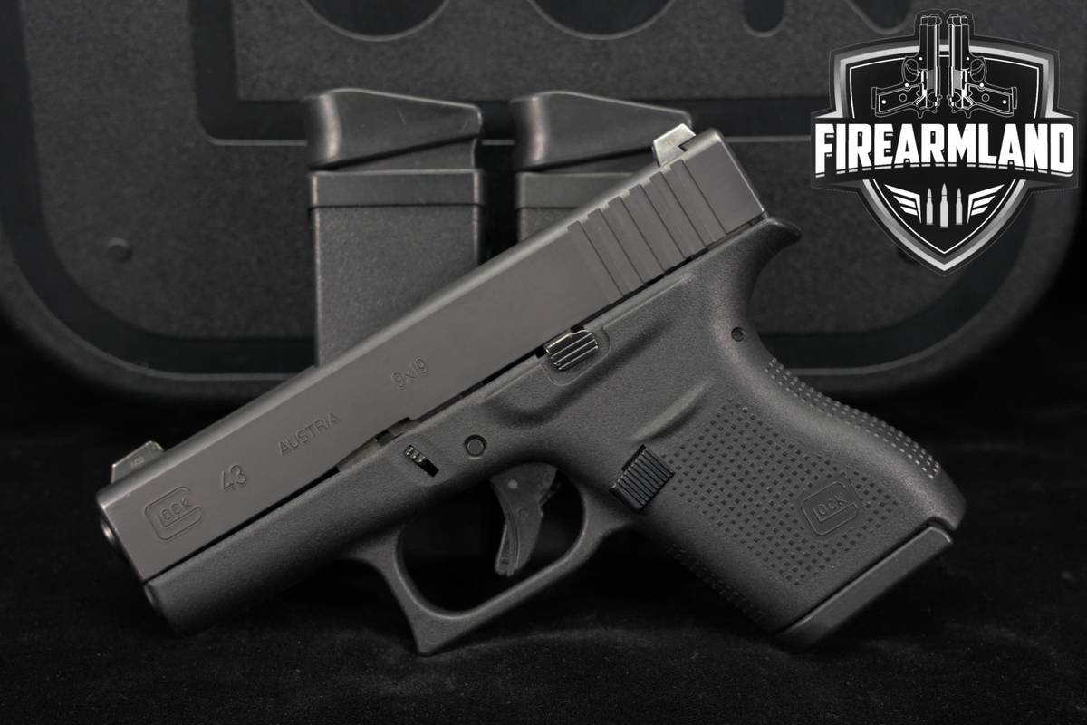 Glock 43 Slimline 9mm G43 +3 MAGS, ORIG CASE & HOLSTER