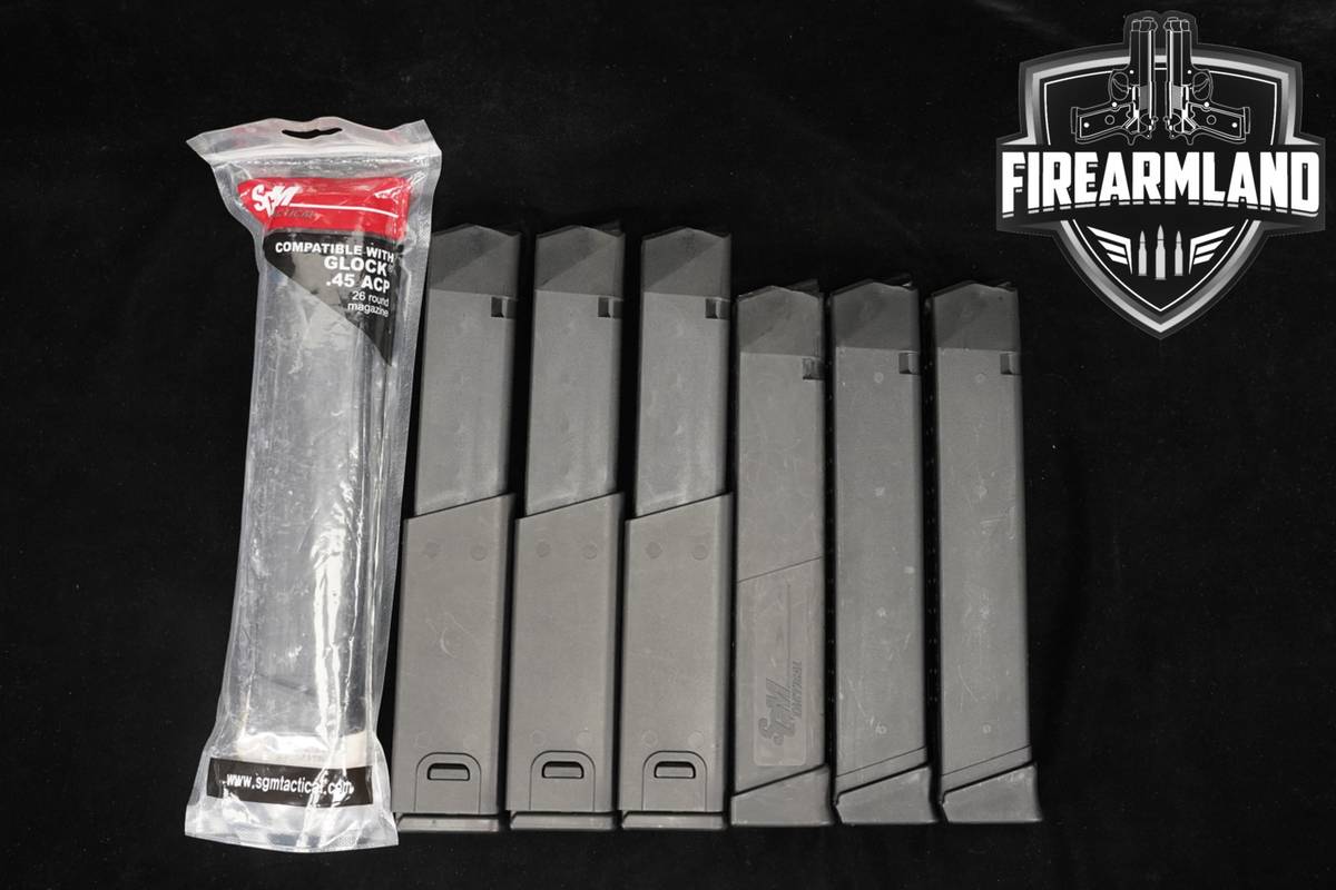 SEVEN (7) Glock Extended Magazines .45 ACP Mags